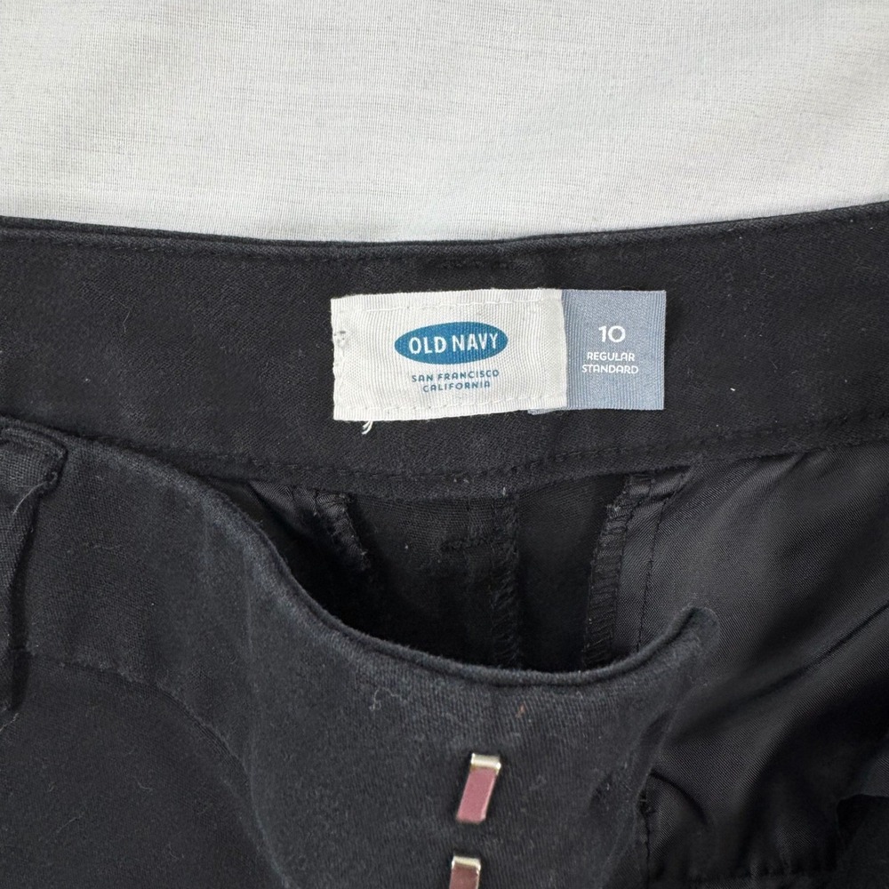 Old Navy Wide Leg Pants Cropped Womens 10 Regular Black Chino Workwear Trousers - Picture 4 of 8
